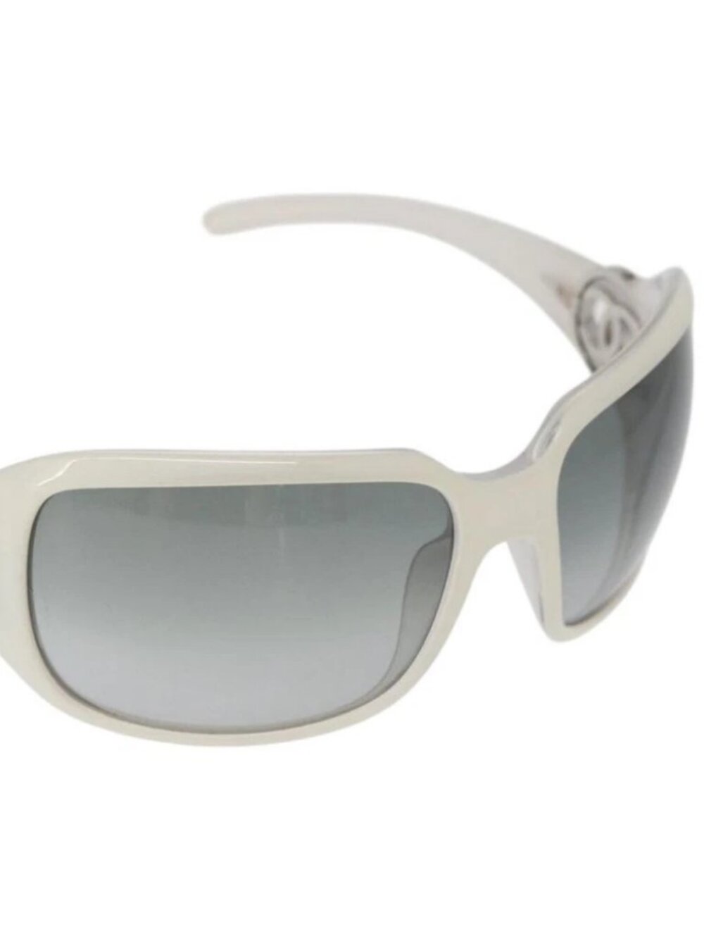 CHANEL Sunglasses plastic White CC Auth 162589